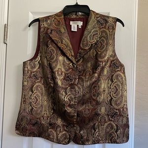 Coldwater Creek Dressy Gold and Maroon Vest. Size Medium. $5